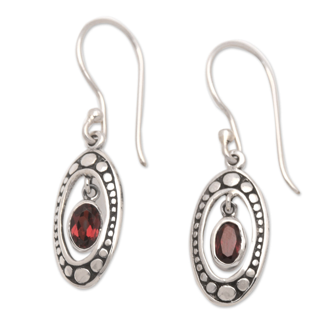 Sterling Silver and Garnet Armadillo-Themed Dangle Earrings - Red Armadillo