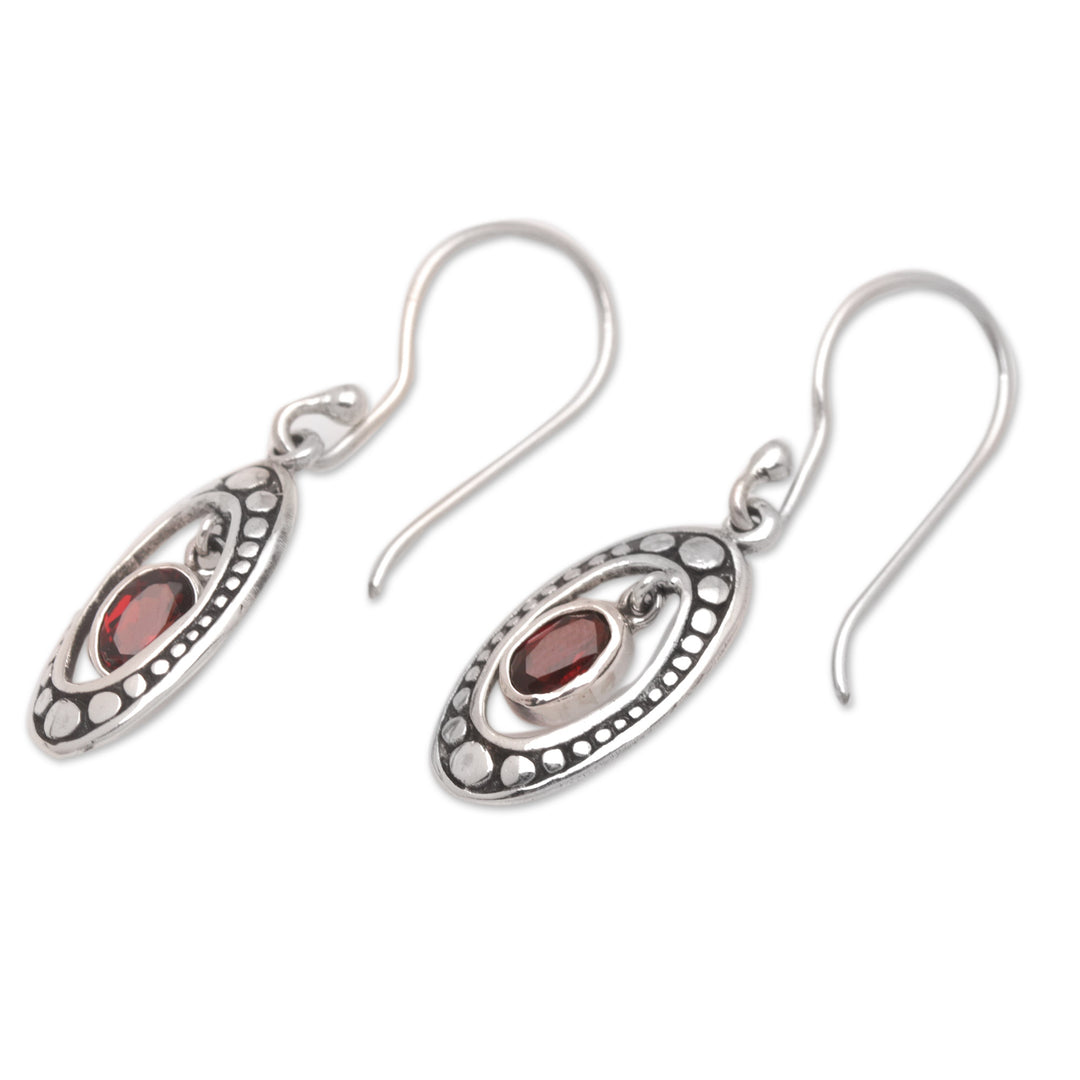 Sterling Silver and Garnet Armadillo-Themed Dangle Earrings - Red Armadillo