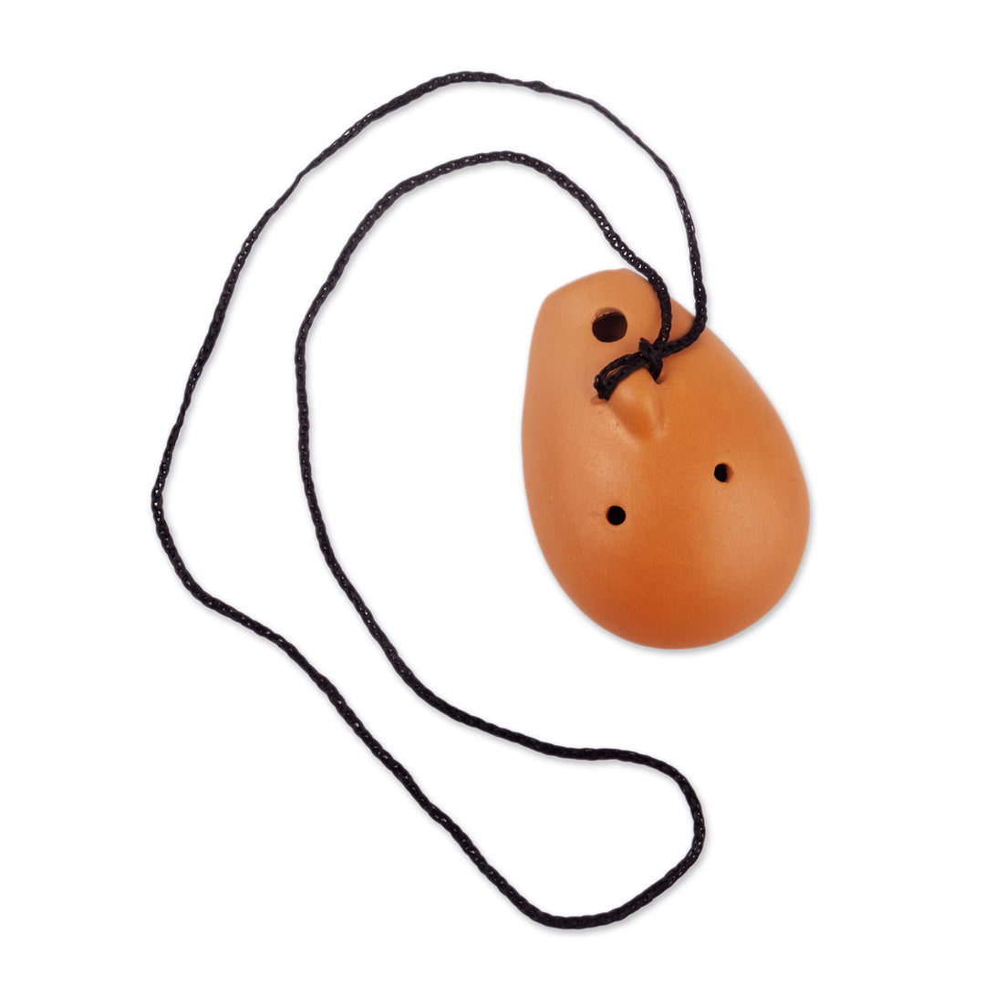 Ceramic Ocarina with Llama Motif Handcrafted in Peru - Blue Wind