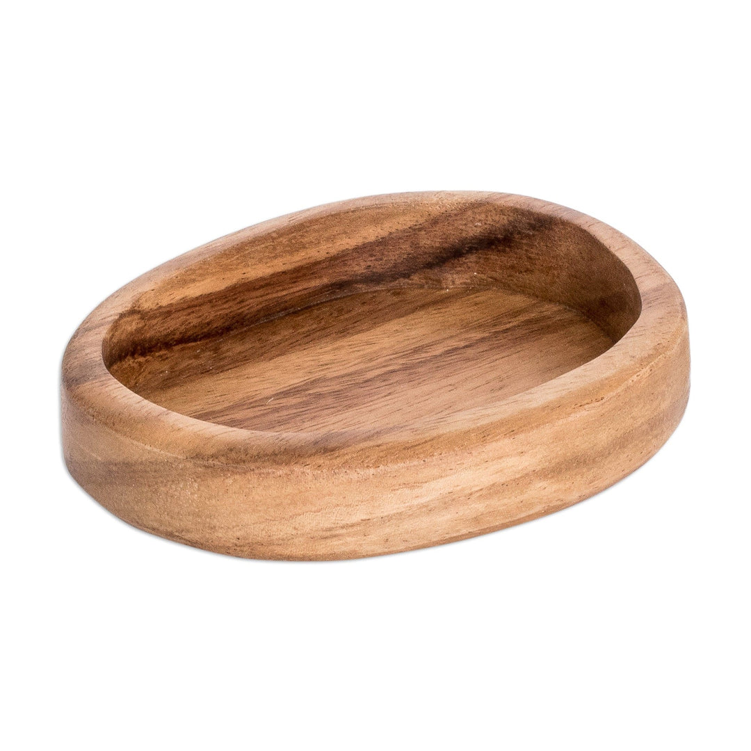 Handcrafted Oval-Shaped Conacaste Wood Snack Plate (Small) - Subtle Delights