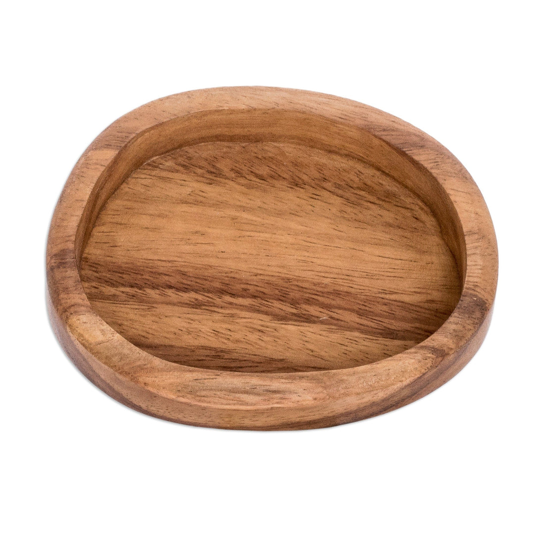 Handcrafted Oval-Shaped Conacaste Wood Snack Plate (Small) - Subtle Delights