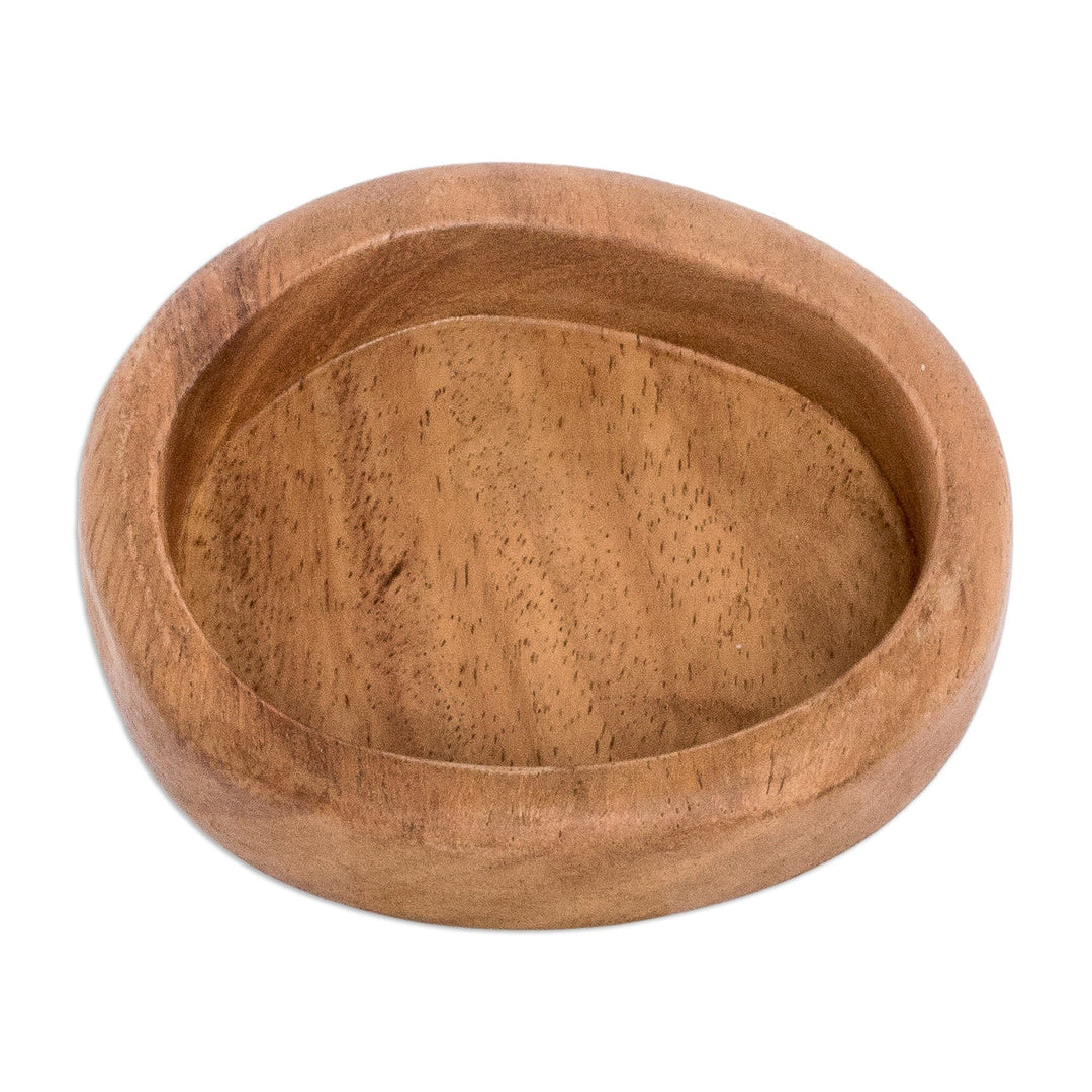 Handcrafted Mini Oval-Shaped Conacaste Wood Snack Plate - Ethereal Delights