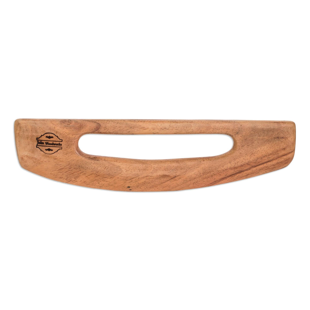 Hand-Carved Conacaste Wood Pizza Cutter from Costa Rica - Costa Rican Slice