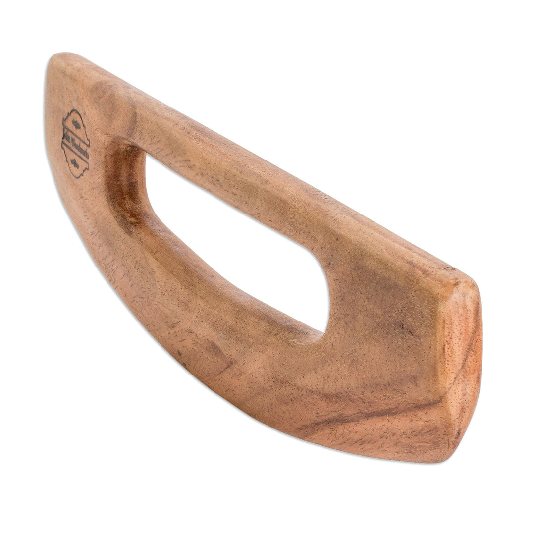 Hand-Carved Conacaste Wood Pizza Cutter from Costa Rica - Costa Rican Slice
