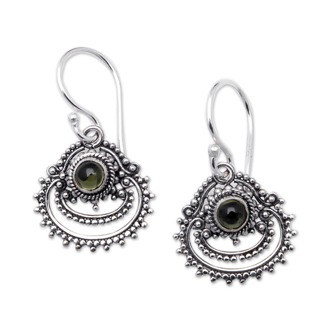 Sterling Silver Dangle Earrings with Natural Peridot Gems - Empire's Fortune