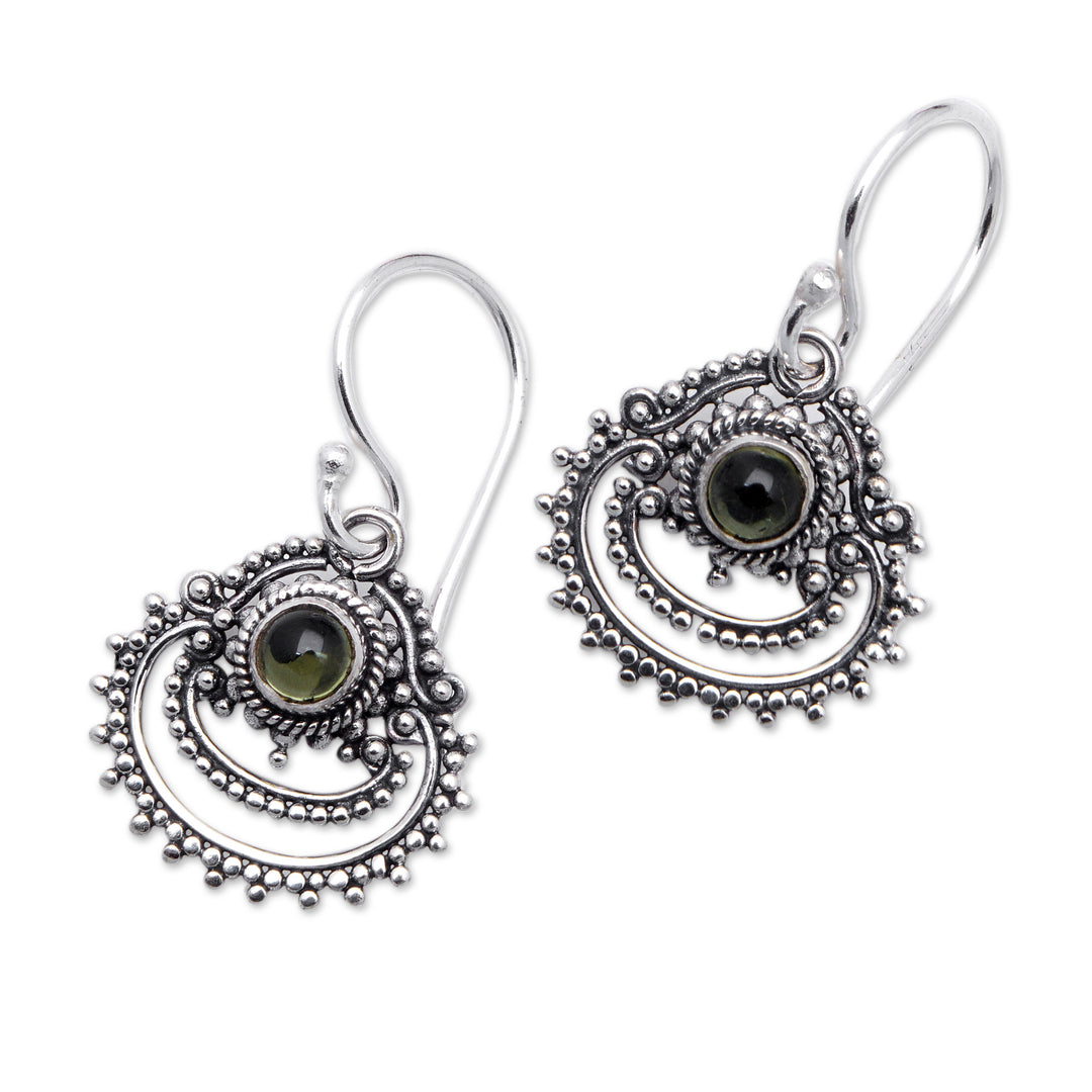 Sterling Silver Dangle Earrings with Natural Peridot Gems - Empire's Fortune
