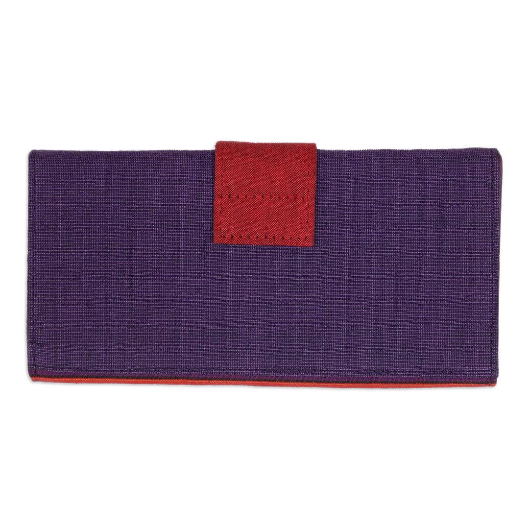 Handwoven Striped Red and Purple Cotton Clutch from Java - Purple Sekaten