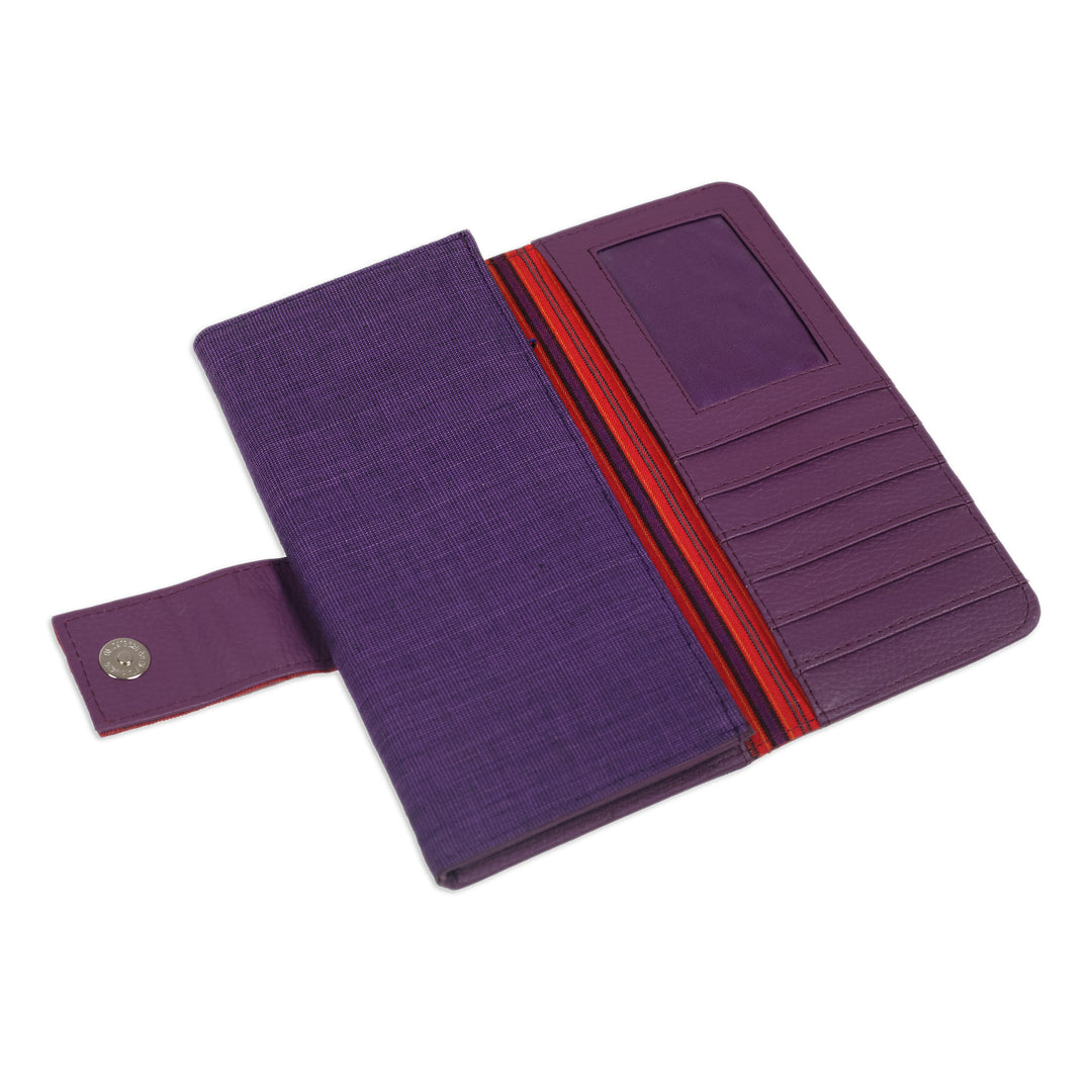 Handwoven Striped Red and Purple Cotton Clutch from Java - Purple Sekaten