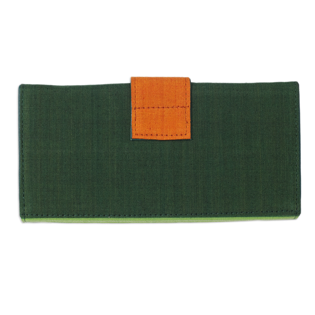 Handwoven Striped Green and Yellow Cotton Clutch from Java - Green Sekaten