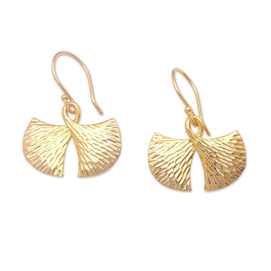 Hammered 18k Gold-Plated Brass Dangle Earrings from Bali - Golden Maiden