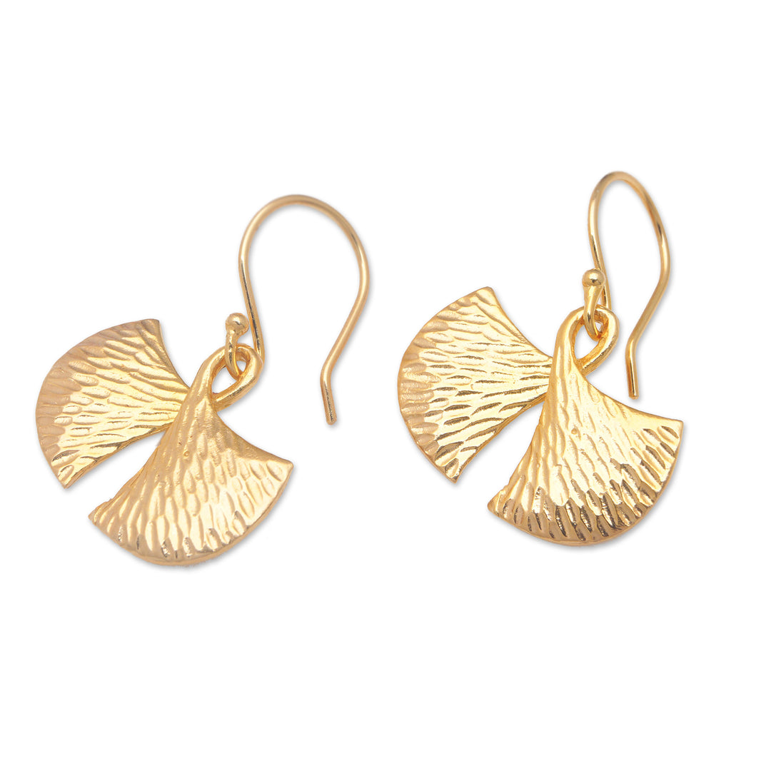 Hammered 18k Gold-Plated Brass Dangle Earrings from Bali - Golden Maiden