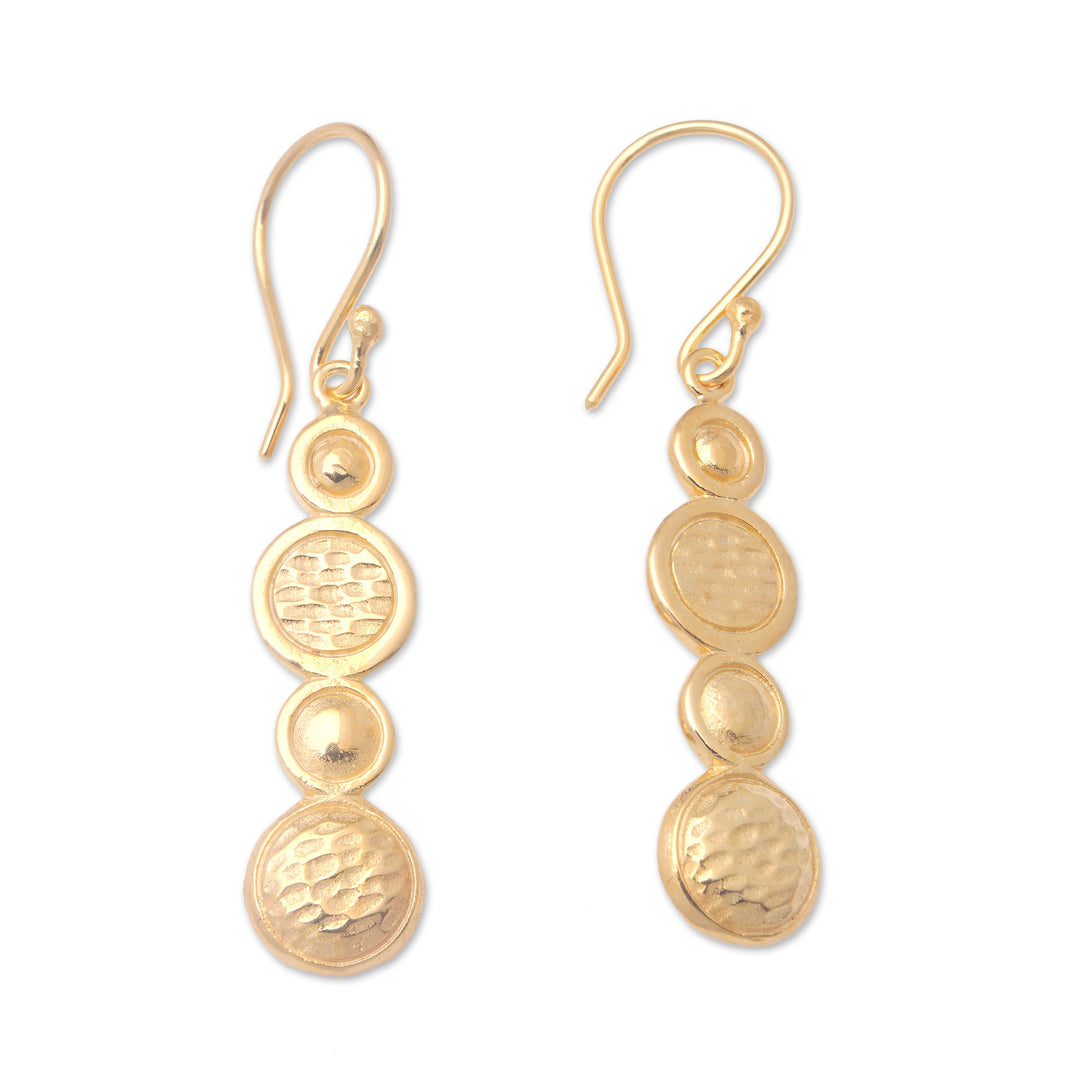 Modern 18k Gold-Plated Brass Dangle Earrings from Bali - Golden Galaxies