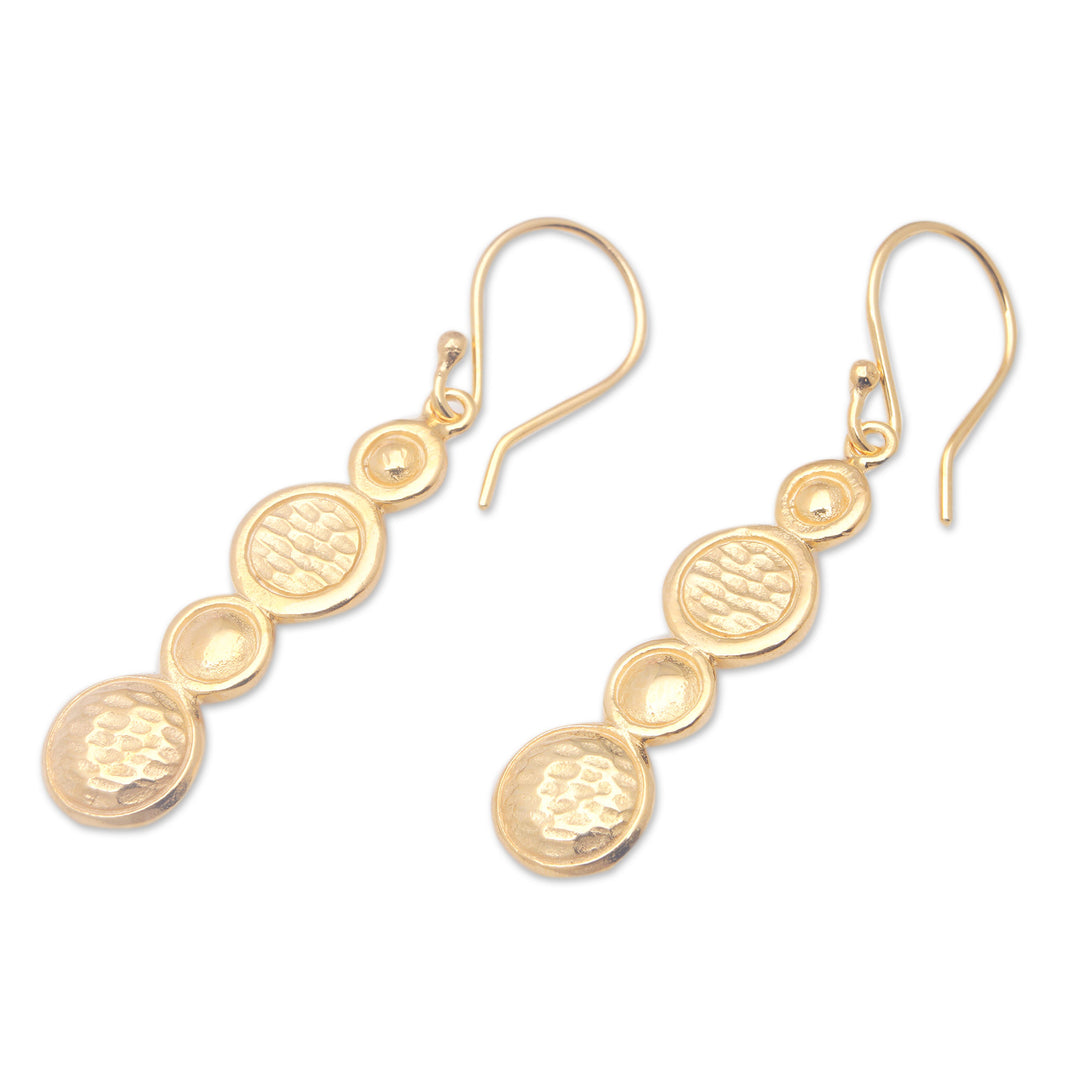 Modern 18k Gold-Plated Brass Dangle Earrings from Bali - Golden Galaxies