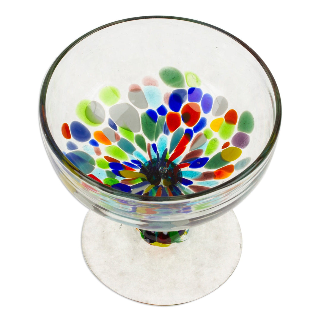 Two Colorful Cocktail Glasses Handblown from Recycled Glass - Chromatic Gala