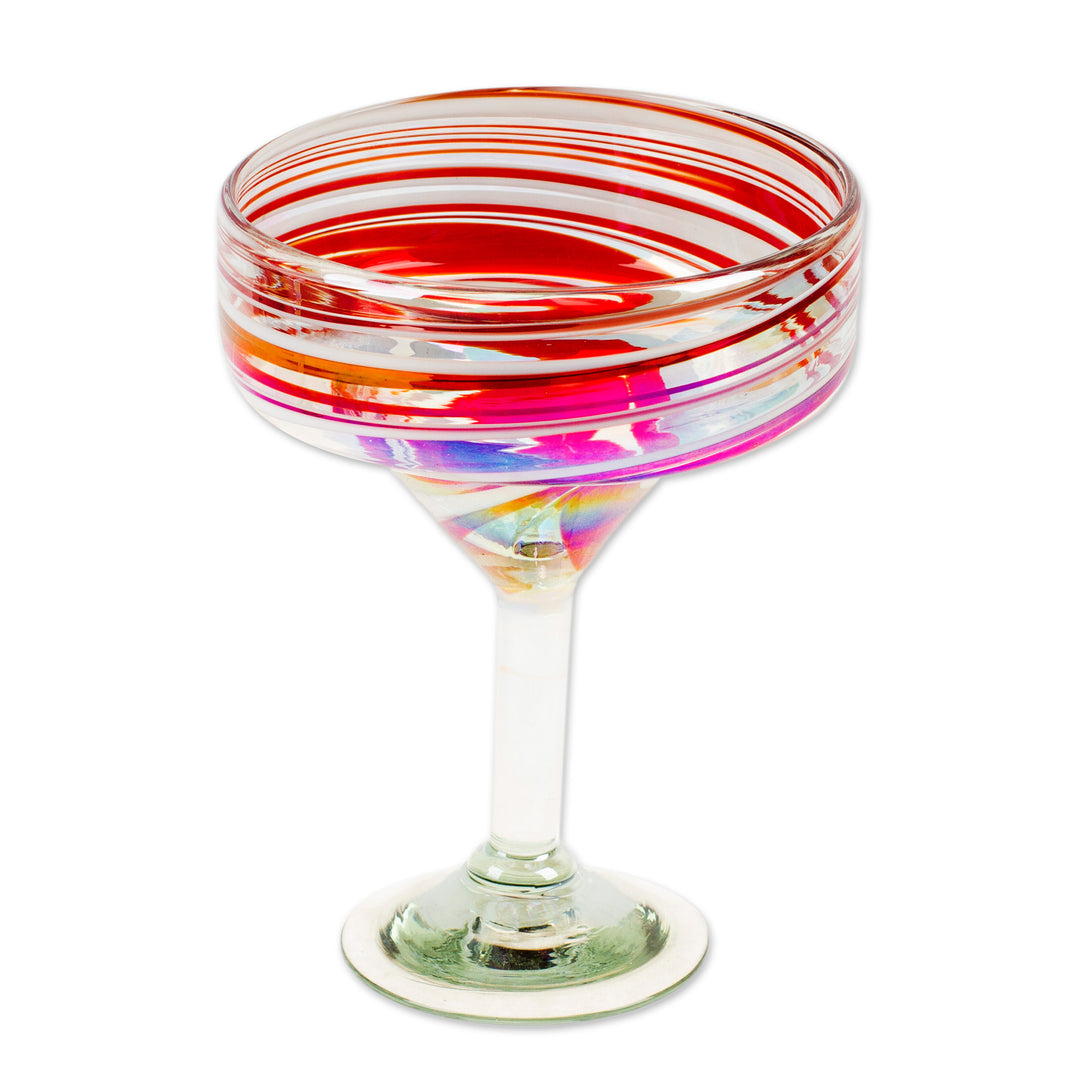 Pair of Eco-Friendly Handblown Margarita Glasses from Mexico - Sophisticated Enchantment