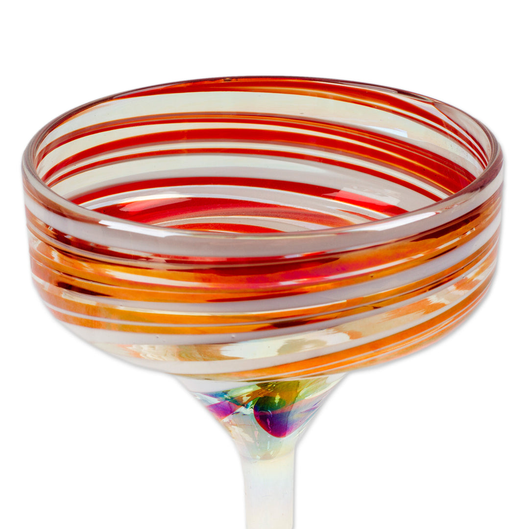 Pair of Eco-Friendly Handblown Margarita Glasses from Mexico - Sophisticated Enchantment