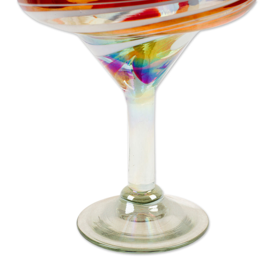 Pair of Eco-Friendly Handblown Margarita Glasses from Mexico - Sophisticated Enchantment