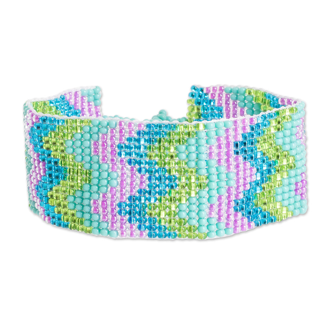 Handmade Geometric Colorful Glass Beaded Wristband Bracelet - Refreshing Sensations