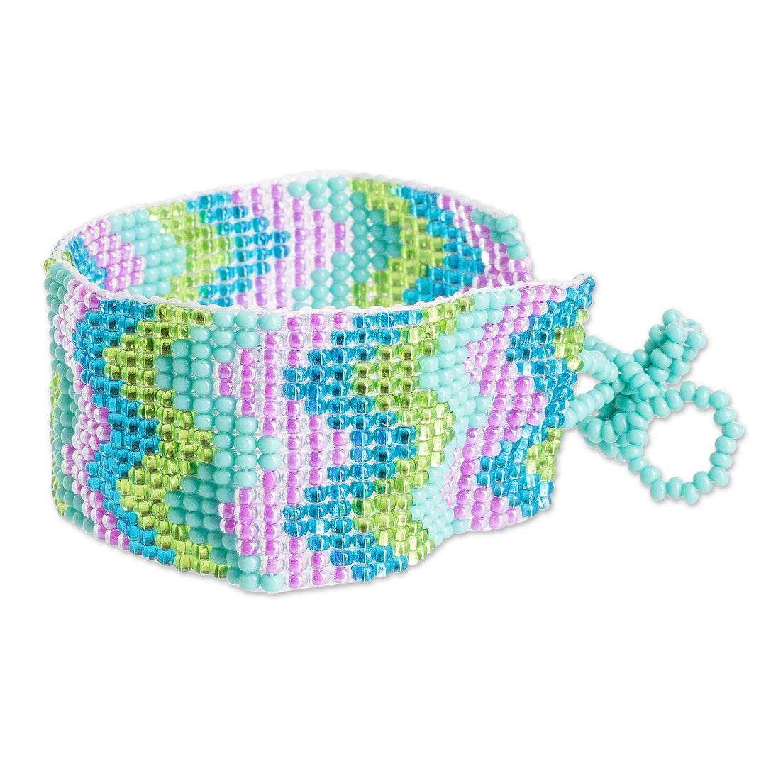 Handmade Geometric Colorful Glass Beaded Wristband Bracelet - Refreshing Sensations