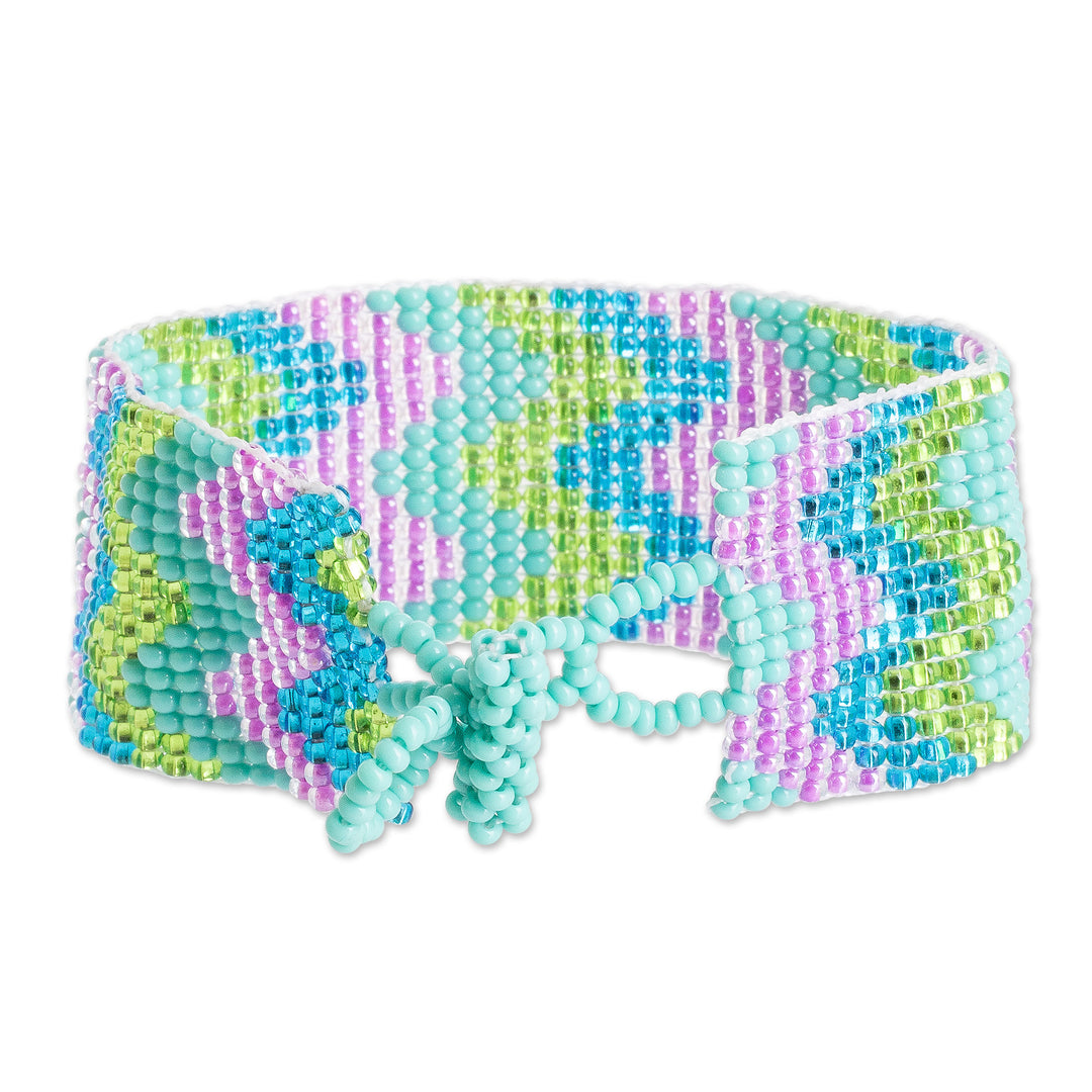 Handmade Geometric Colorful Glass Beaded Wristband Bracelet - Refreshing Sensations