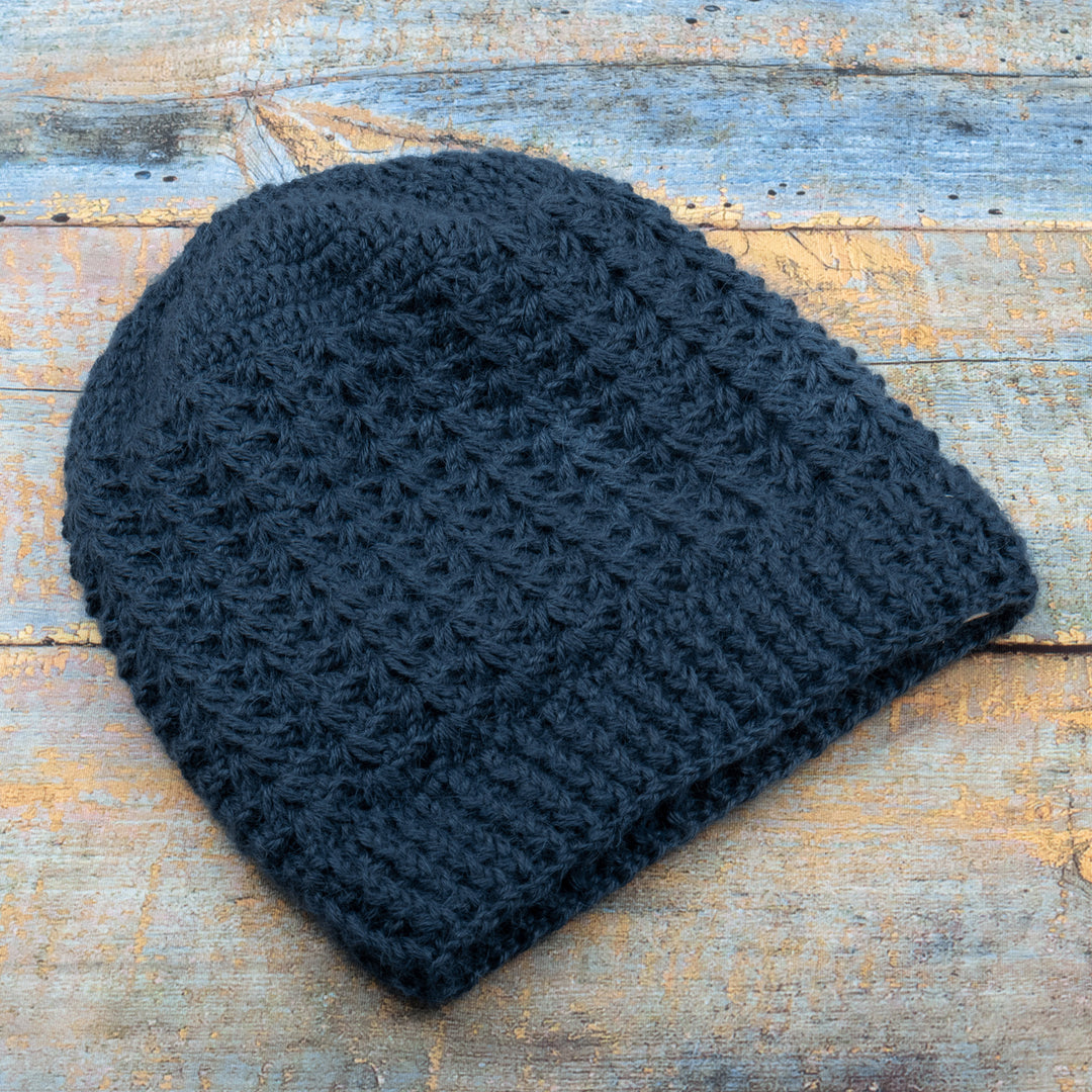 Caribbean Blue 100% Alpaca Hat Crocheted in Peru - Caribbean Blue