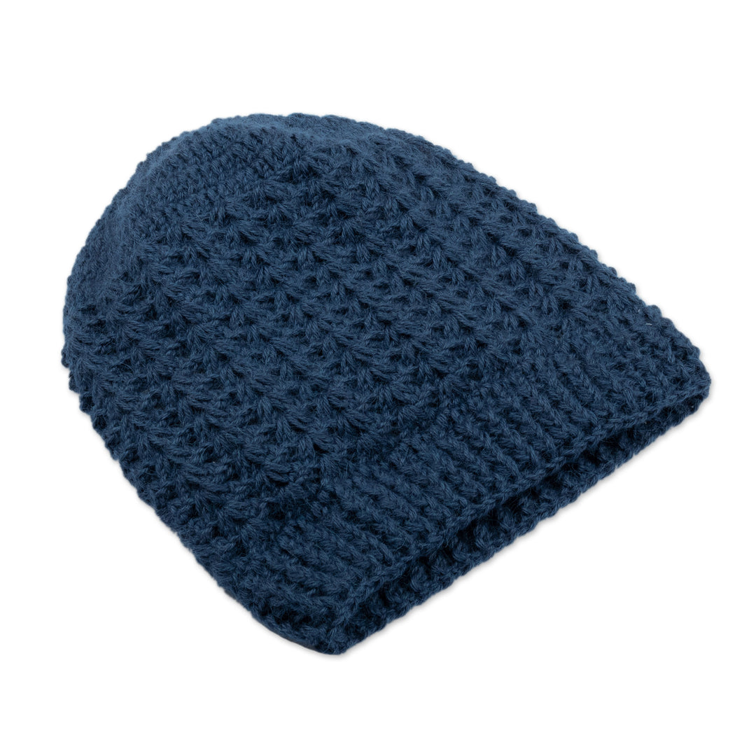 Caribbean Blue 100% Alpaca Hat Crocheted in Peru - Caribbean Blue