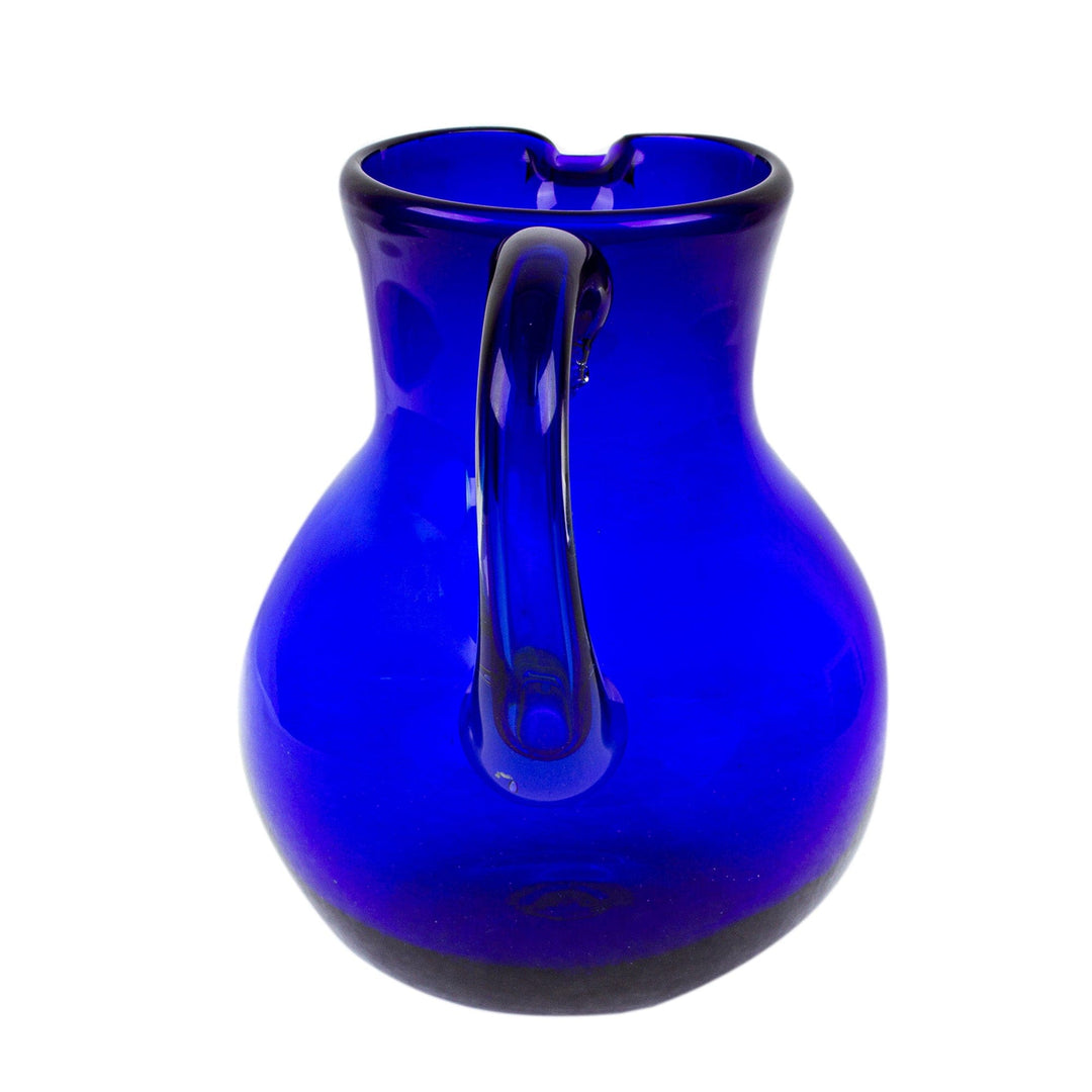 Eco-Friendly Cobalt Blue Handblown Recycled Glass Pitcher - Chic Cobalt
