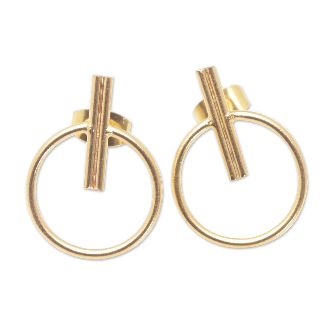 Abstract 18k Gold-Plated Brass Drop Earrings from Bali - Ethereal Sweetness