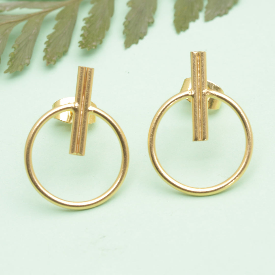 Abstract 18k Gold-Plated Brass Drop Earrings from Bali - Ethereal Sweetness
