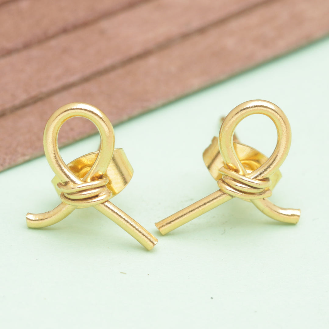 Modern 18k Gold-Plated Brass Button Earrings from Bali - Future Ribbons