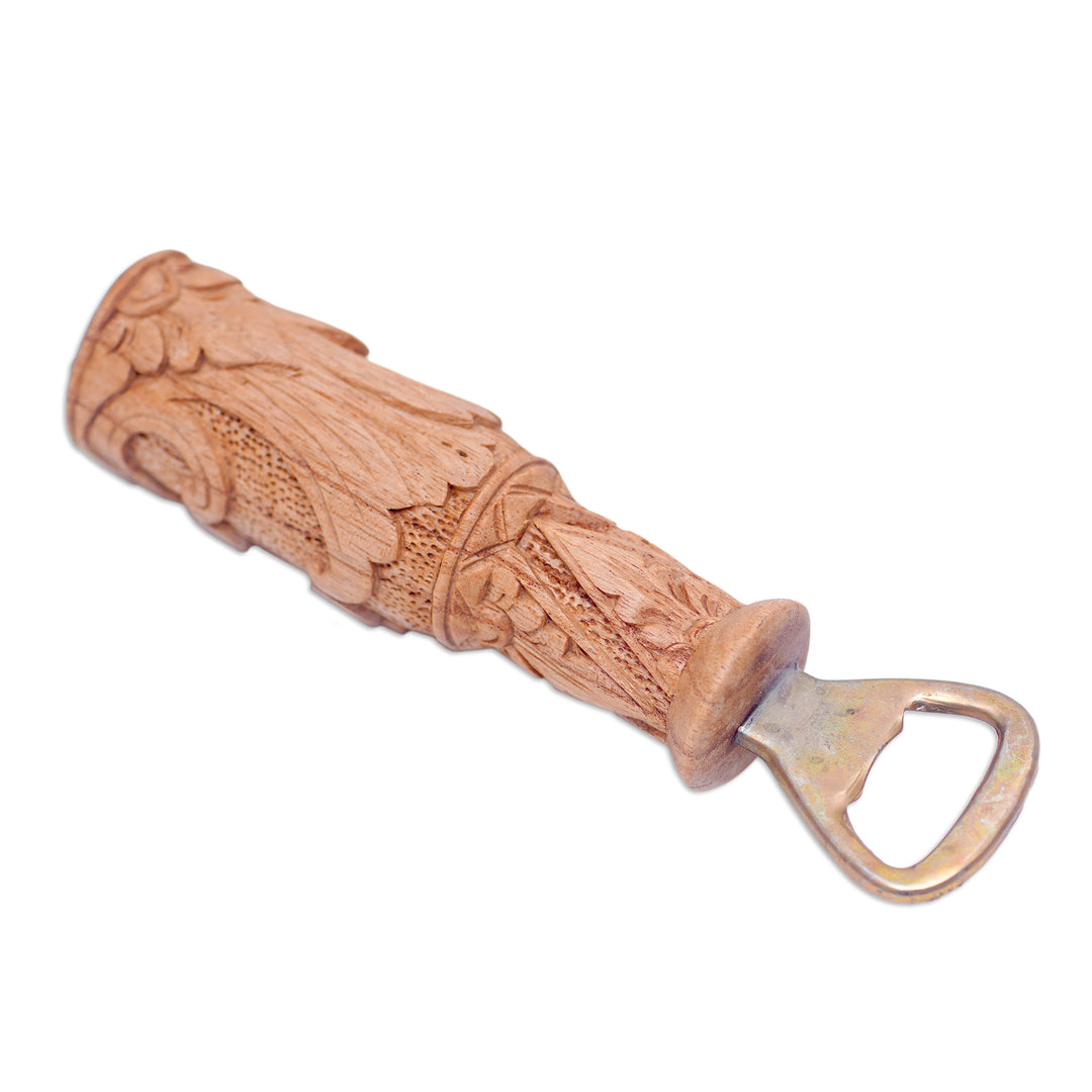 Hand-Carved Traditional Jempinis Wood Bottle Opener - Gardens for Delight