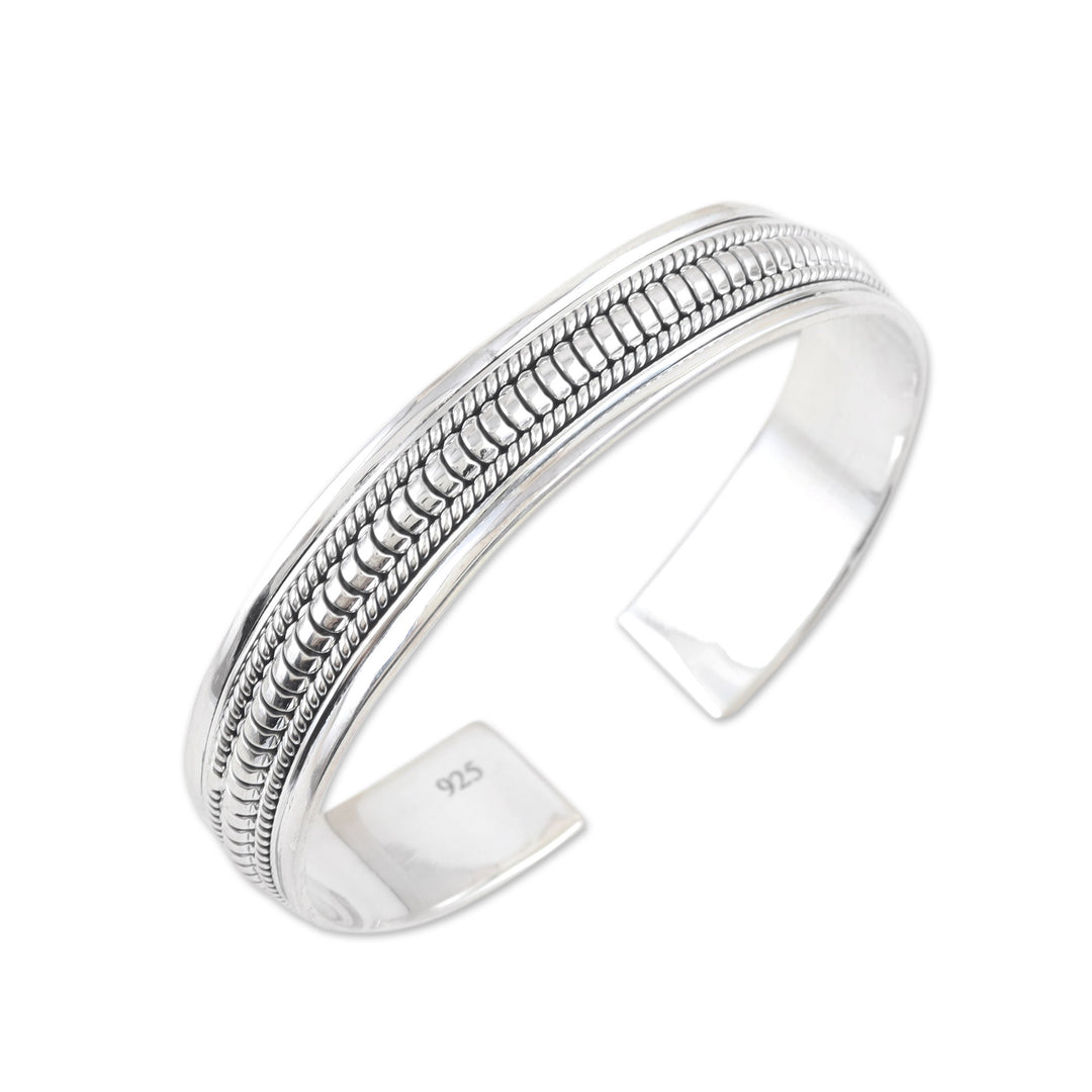 Traditional Sterling Silver Cuff Bracelet Crafted in India - Glorious Beauty