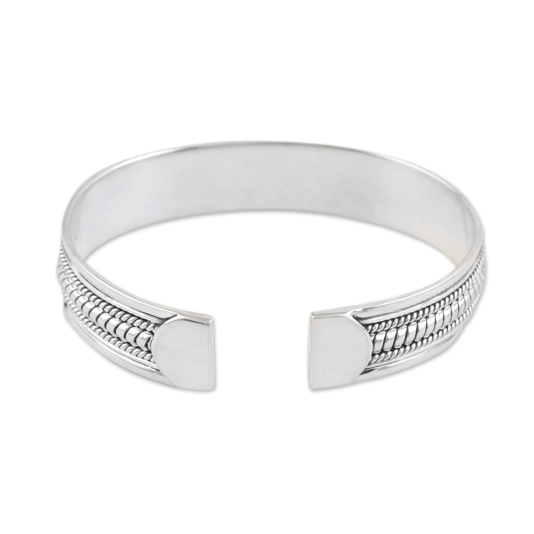 Traditional Sterling Silver Cuff Bracelet Crafted in India - Glorious Beauty