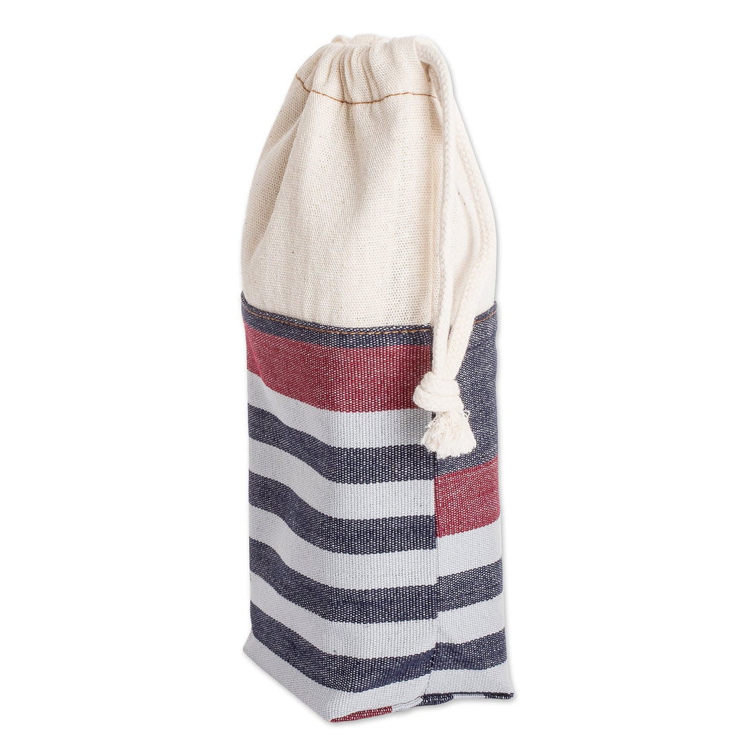 Reusable Handwoven Cotton Drawstring Coffee Bag with Stripes - Cup of Java