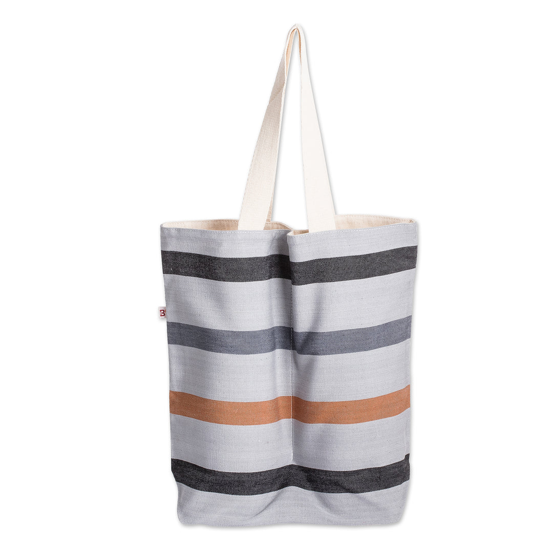 Striped Cotton Wine Bottle Bag Handwoven in Guatemala - Here's To Earth