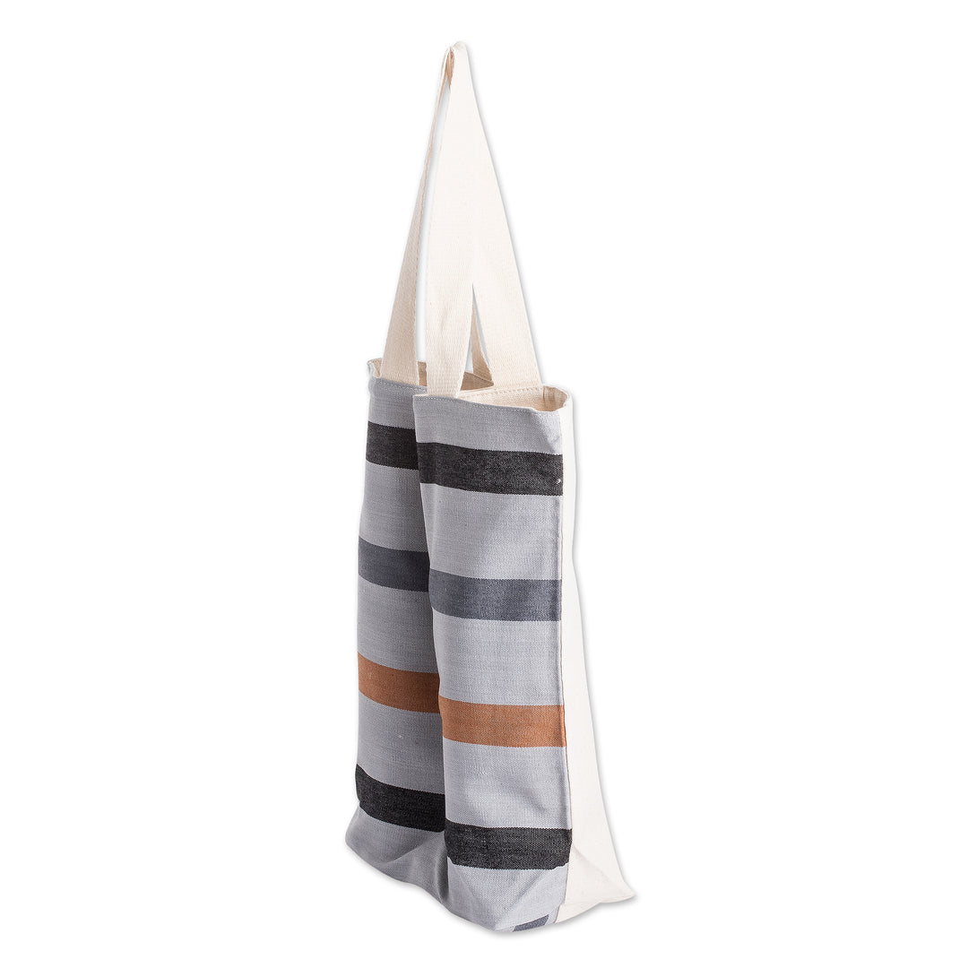 Striped Cotton Wine Bottle Bag Handwoven in Guatemala - Here's To Earth