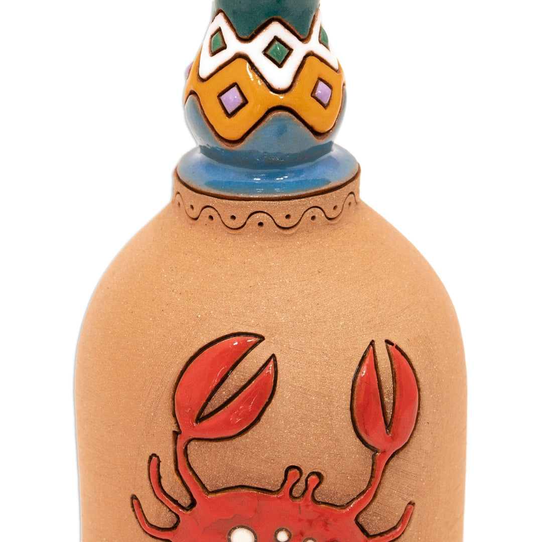 Crab-Themed Decorative Ceramic Bell Made & Painted by Hand - Harmonious Crab