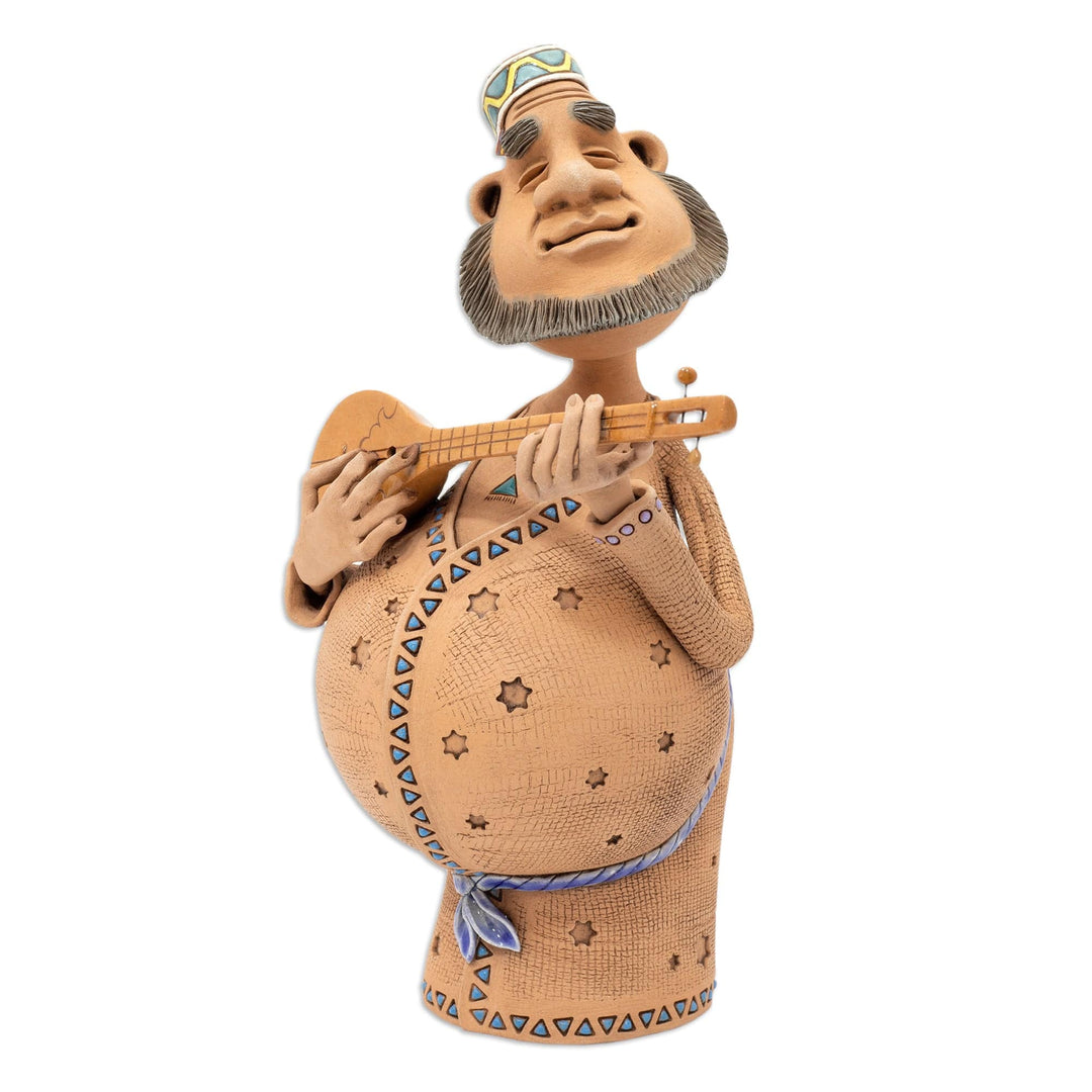 Uzbek Musician Ceramic Figurine Made & Painted by Hand - Khorezmian Musician