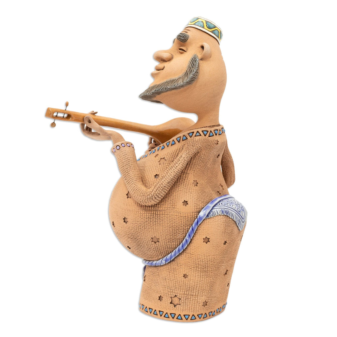 Uzbek Musician Ceramic Figurine Made & Painted by Hand - Khorezmian Musician