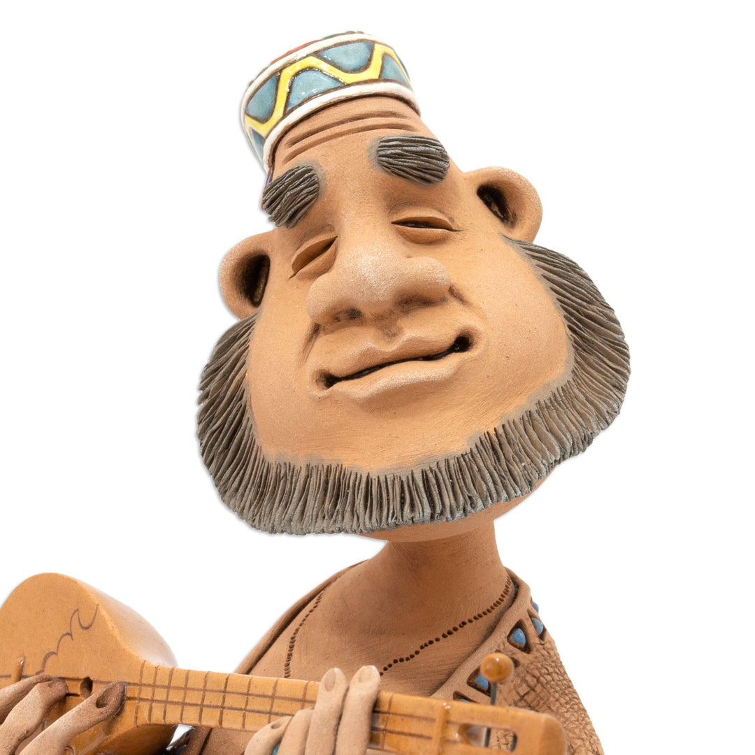 Uzbek Musician Ceramic Figurine Made & Painted by Hand - Khorezmian Musician