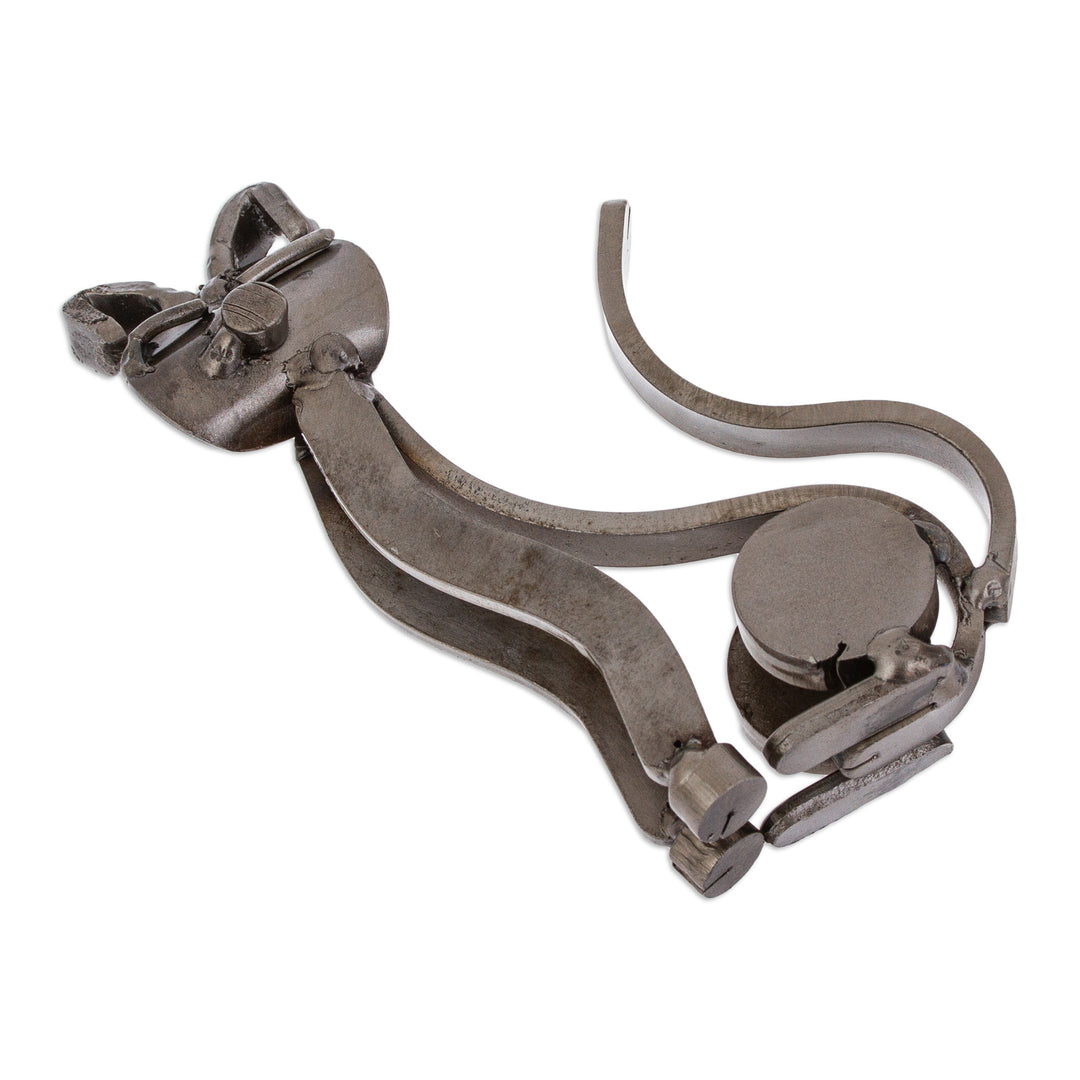 Eco-Friedly Cat-Themed Upcycled Metal Sculpture from Mexico - Little Feline