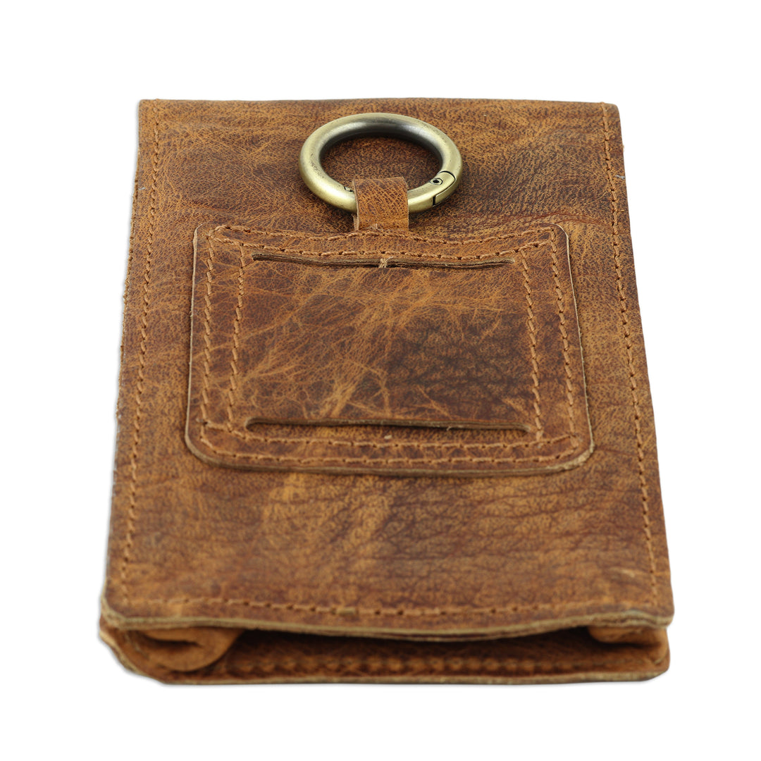Handcrafted Brown Leather Phone Case with Snap Closure - Secret on Trend