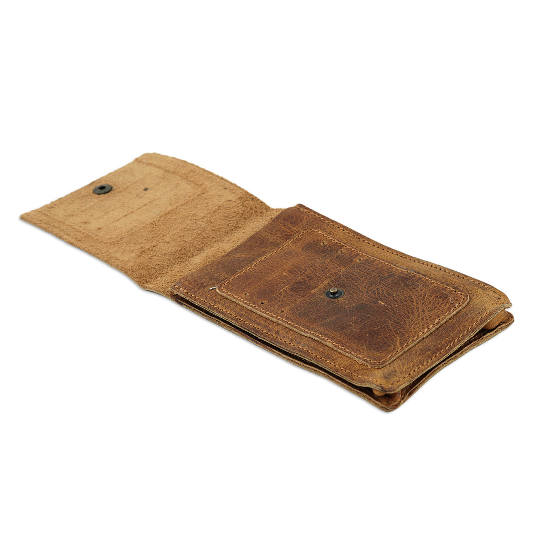Handcrafted Brown Leather Phone Case with Snap Closure - Secret on Trend