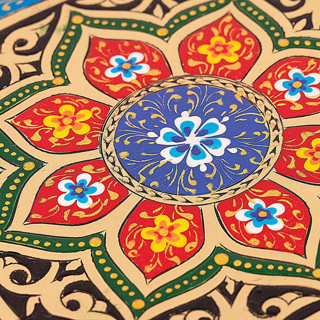 Black and Blue Geometric Brass Wall Art with Floral Motifs - Eden Illusions