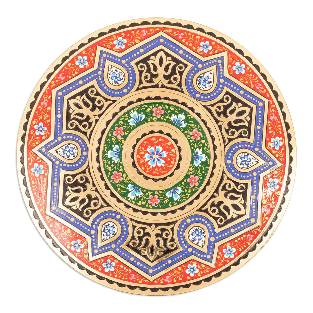 Geometric Red and Blue Brass Wall Art with Drop Motifs - Red Paradise Drops