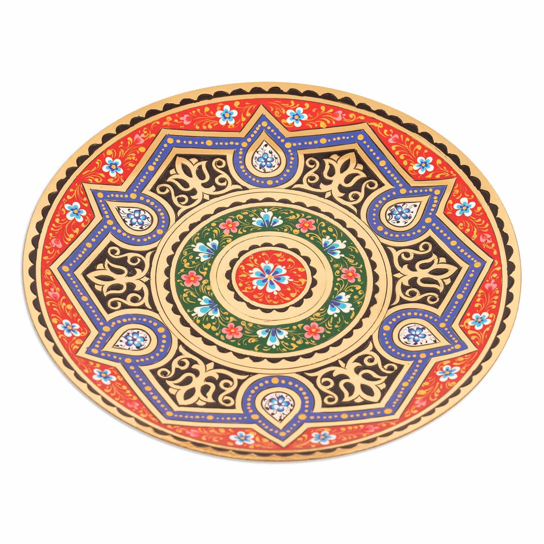 Geometric Red and Blue Brass Wall Art with Drop Motifs - Red Paradise Drops