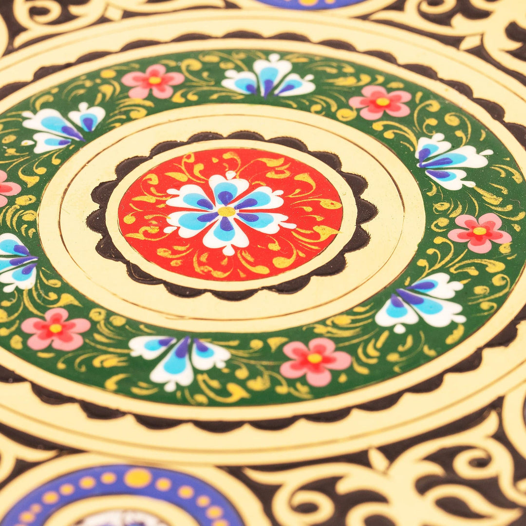 Geometric Red and Blue Brass Wall Art with Drop Motifs - Red Paradise Drops