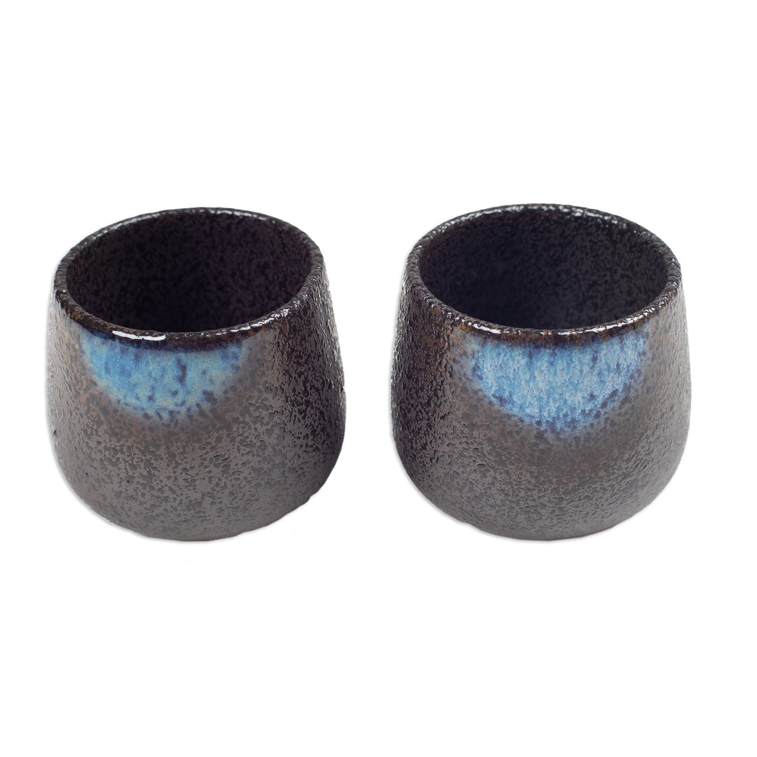 Set of 2 Handcrafted Bohemian Ceramic Cups from Bali - Bohemian Satisfaction