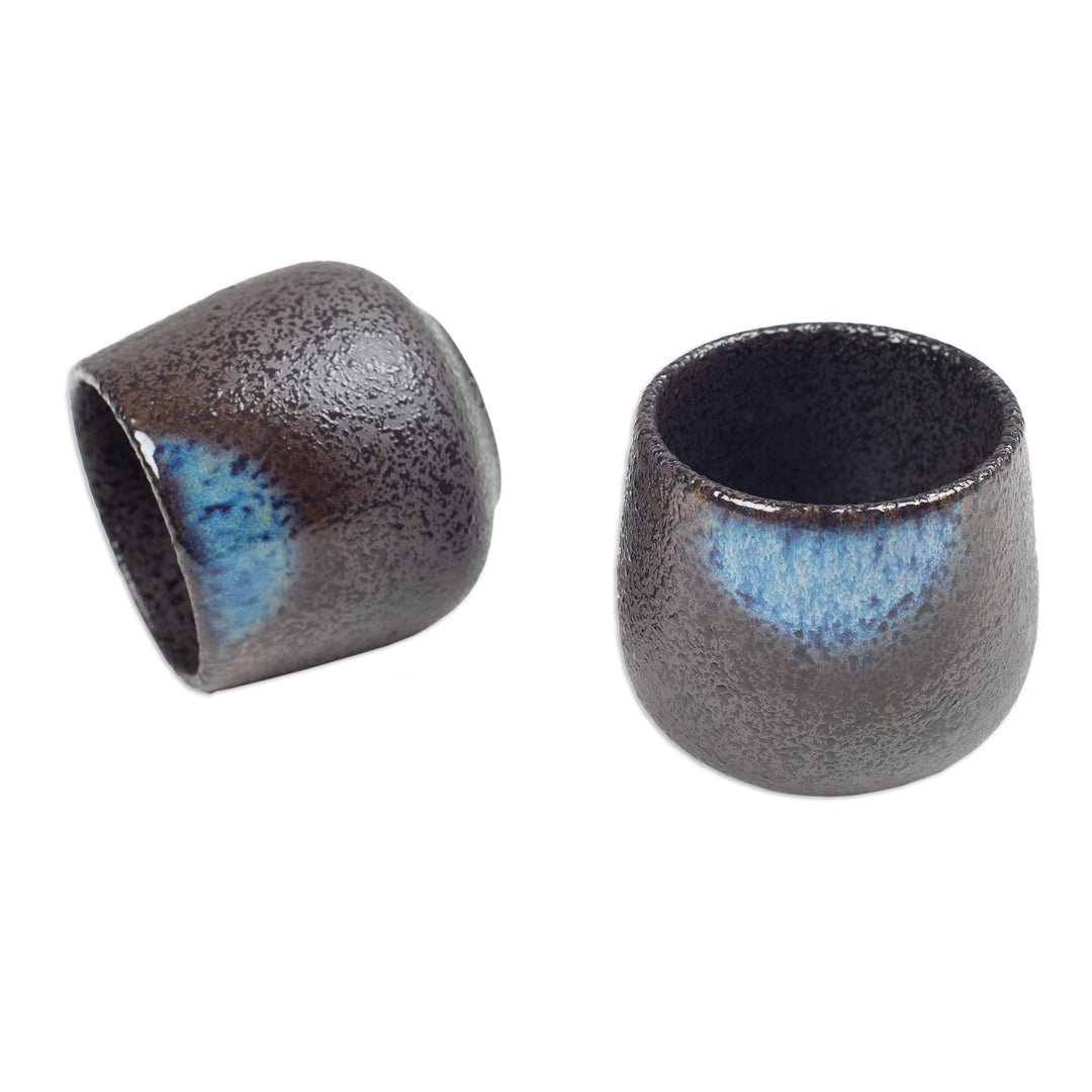 Set of 2 Handcrafted Bohemian Ceramic Cups from Bali - Bohemian Satisfaction