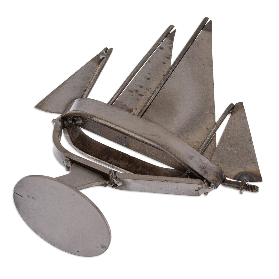 Eco-Friedly Nautical Upcycled Metal Sculpture from Mexico - Metallic Voyage